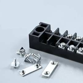 JZK 6pcs 600V 15A Dual Rows Screw Barrier Terminal Block, 400V 15A 6/5/4 Positions Insulated Terminal Barrier Strip Red Black