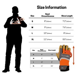 YARDMARIS Chainsaw Gloves, Geninue Leather Logging Gloves, 12-Layer Saw Protection, Left Hand Back Anti-Cutting Safety Gloves