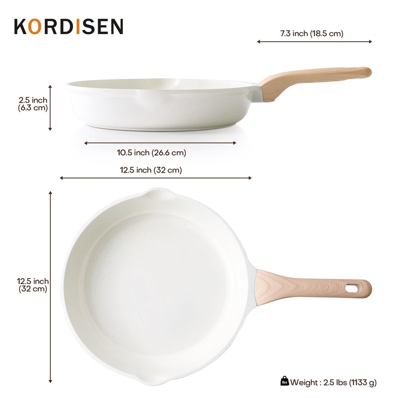 Kordisen Nonstick Ceramic Frying Pan, 12.5 Inch Ceramic Large Skillet,
