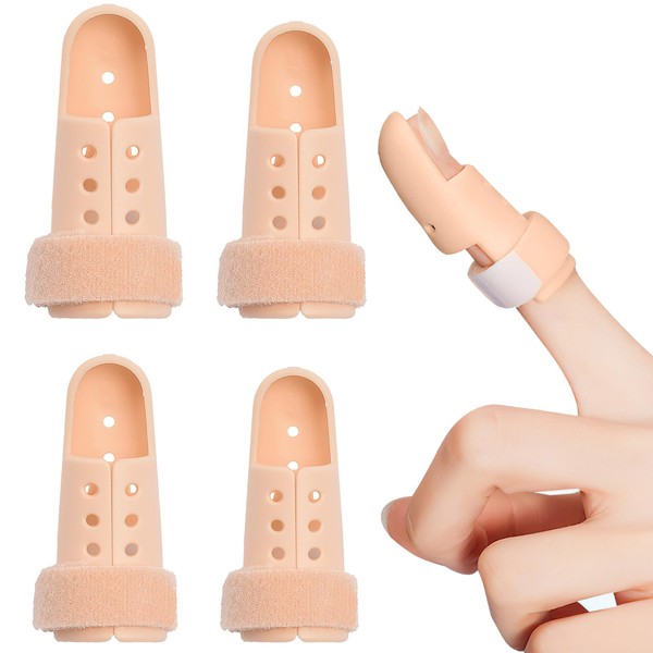 VEGCOO 4 PCS Plastic Finger Splints, Trigger Finger Cots, Finger