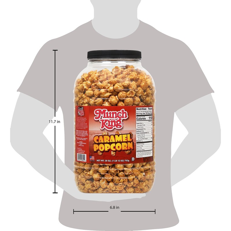 Munch King Snacks Caramel Popcorn 28 oz. Barrel