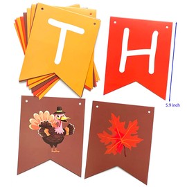Runhiskii Give Thanks Banner, Home Fall Festive Banner with Maple Leaf Turkey for Harvest Banner Decorations, Fall Party Decor Autumn Sign,Thankful Give Thanks Party Home Decoration Supplies