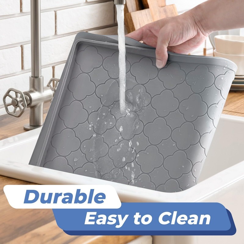 Jin&Bao Waterproof Under Sink Mat 34" x 22", Thick Silicone