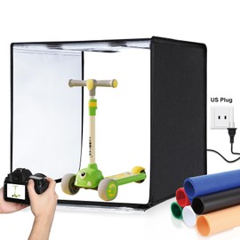 PULUZ 24'' x 24'' Light Box Photography,Large Photo Studio Light Box Professional Dimmable LED Photography Box High CRI Photo Box with 6 Color Backdrops for Product Photography