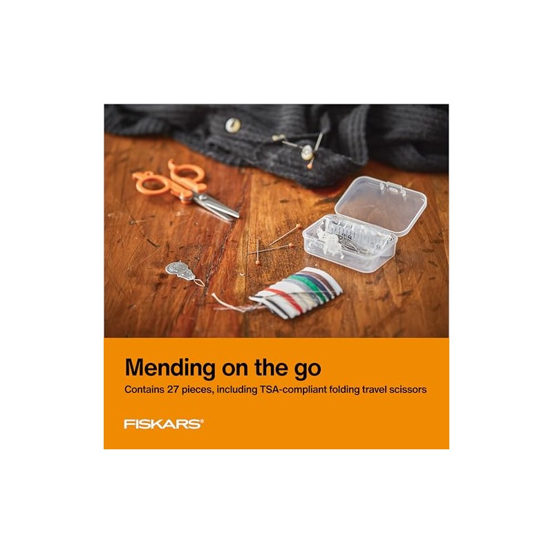 Fiskars - Kit de costura de viaje de 27 piezas