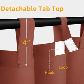 Easy-Going Outdoor Patio Curtains Detachable Tab Top Windproof Weatherproof Curtain for Cabana, Porch, Pergola and Gazebo, Tab Bottom Drape, 2 Panels, 110W x 120L inch, Terra Red