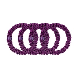 slip Skinny Scrunchies: Anti-Crease, Anti-Breakage Slipsilk™ Design Protects Delicate Hair | Includes 4 Pure Silk Scrunchies: Dark Purple