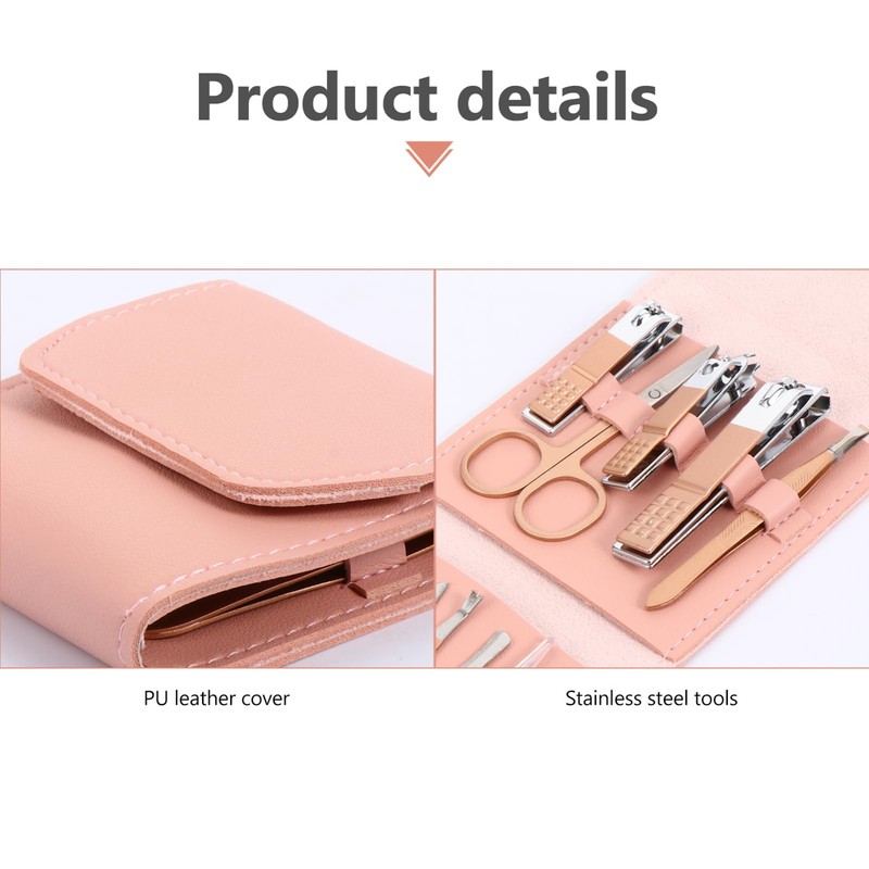 Healvian Portable Manicure Kit Nail Care Tools Set Rose Gold