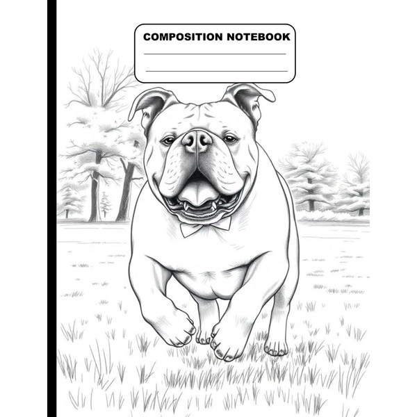 Bulldog At The Dog Park College Ruled Composition NoteBook: Glossy
