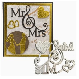 Mr&Mrs Words Couple Metal Die Cuts,Wedding Heart Love Valentine's Day Cutting Dies Cut Stencils DIY Scrapbooking Decorative Embossing Paper Party Wedding Card Making