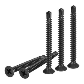 DTGN 25Pcs ST4.2x38mm Self Drilling Screws, 410 Stainless Steel Flat Head Phillips Sheet Metal Screw - Good for Wood to Metal, Furniture - Black