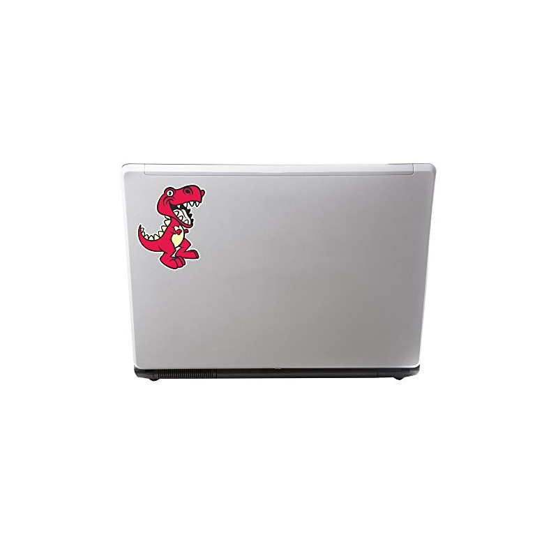 2 x 10cm Happy Pink T-Rex Dinosaur Vinyl Sticker Laptop
