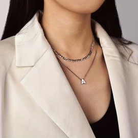 925 Sterling Sliver Fine Pendant Necklaces 18 Inch 26 Initial Letter Necklace for Women Girls GiftColor: Silver-F Initial Necklace, Length: 18inches