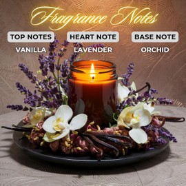 Luxury Aromatherapy Candle | Lavender, Orchid and Vanilla | Natural Soy | Unique Essential Oils | Pure Cotton Wick | Best for Gift, Travel, Home & Bath, Wellness | 130 grams | PLEASURE