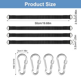AOROPS Swing Attachment, Set of 4 Hammock Attachment 50 cm x 25 mm, Mounting Set Suspension Hanging Chair Attachment with Carabiners and D-Rings for Swing Hammocks