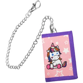 XPEX Pack of 1 Children's Slim Purse, Children's Wallet with Chain Clip Zip, Foldable Triple Children's Wallet, Children's Purse Boys Wallet for Teenagers, Boys, Men (Block, C), a, Casual