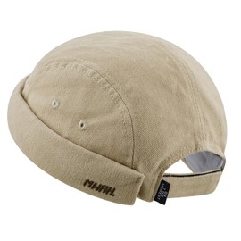 Croogo Docker Hats Beanie Watch Cap 5 Panel Brimless Hat Unique Thick Cuff Lovers Visor-Less Sailor Skullcap.Beige-GD31