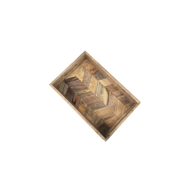 Rectangular Herringbone Wooden Serving Trays - Mango Wood (1, Small)
