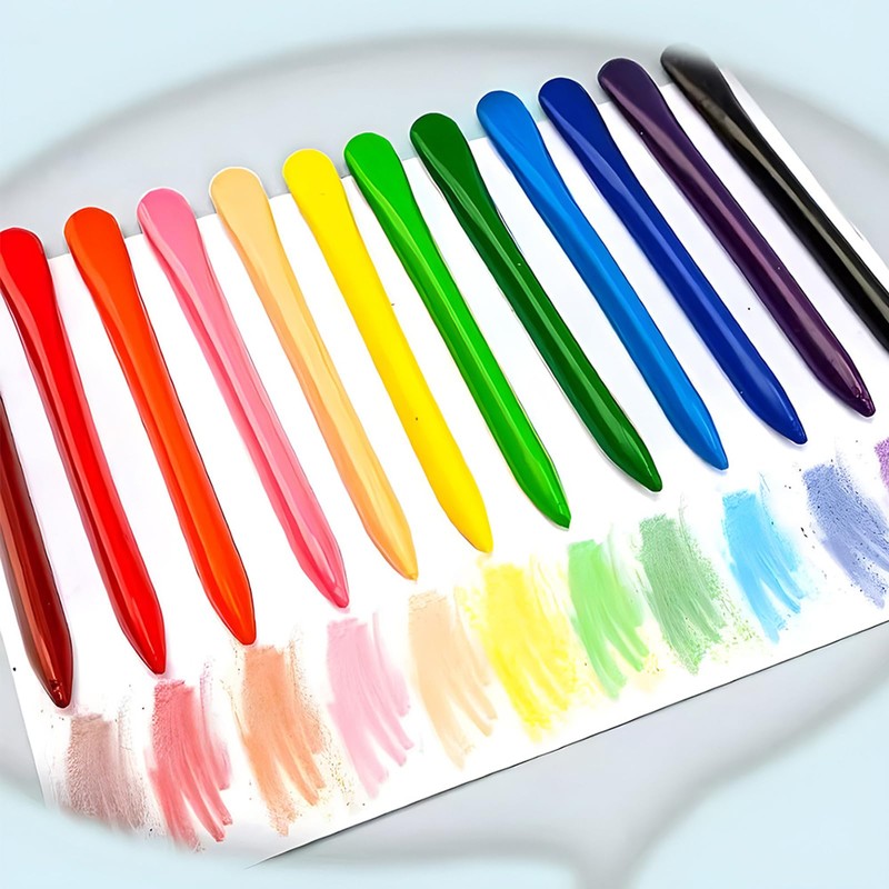 Crayons Triangle Marker Pen Shape, 12 Colors, No Smudge Hands,