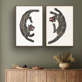 Tiger Pattern Unframed Painting, 2 Counts Modern Canvas Wall Art, Wall Decor for Home Living Room Bedroom Study Room Office School - Specification: 19.69*27.56inch*2 counts, pattern: Tiger