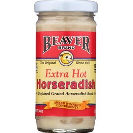 Beaver Brand Extra Hot Horseradish - 4 oz glass jar (Pack of 8)