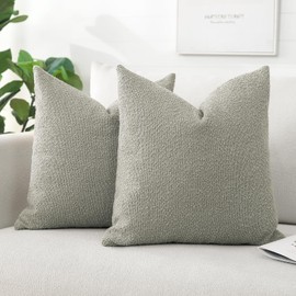 Artscope Pack of 2 Textured Boucle Cushion Covers Square Pillow Cases Cozy Soft Decorative Couch Pillow Covers for Chair Sofa Bedroom Living Room Home Decor 50x50cm, Neutral Grey