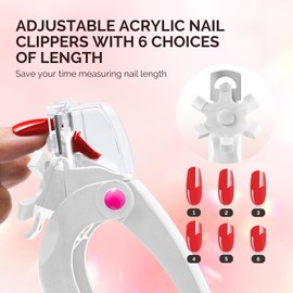 MelodySusie Nail Clippers for Acrylic Nails, White Adjustable Stainless Steel Acrylic Nail Clippers, Professional Rotary Nail Cutter for False Nail Tips, Manicure Nail Salon Tool