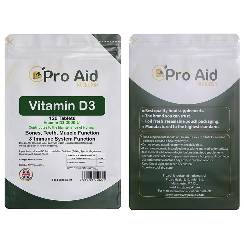 Vitamin D3 2000IU Premium Tablets |120 Pack | by ProAid