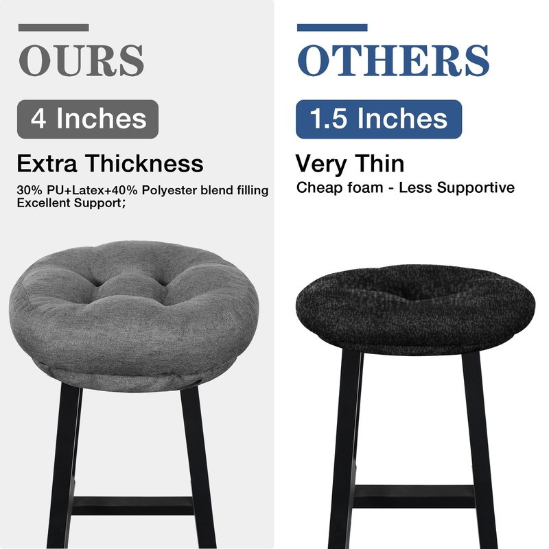 PRONOUS Dark Grey Bar Stool Seat Cushions, Round Stool Covers