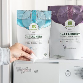 Grab Green 3-in-1 Laundry Detergent Pods, 60 Count, Gardenia Scent, Plant and Mineral Based, Superior Cleaning Power, Stain Remover, Brightens Clothes