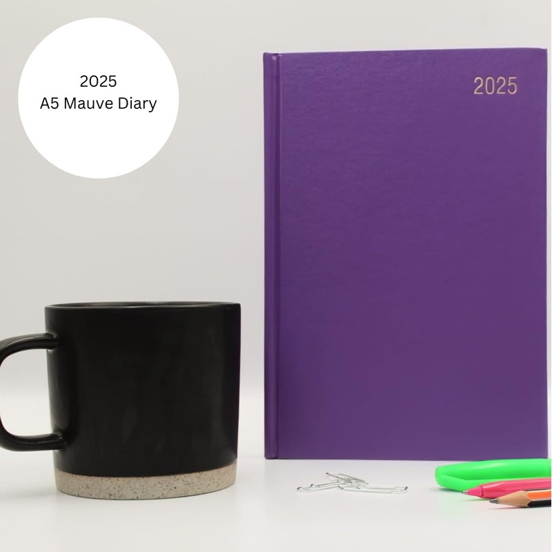 Pinnora Diary 2025 A5 Day Per Page, Mauve Year Planner