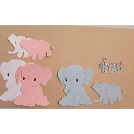 Unbranded Mommy Elephant & Baby With Word Cardstock die cuts For scrapbook & Cards.
