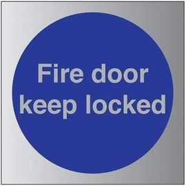 VSafety Fire door keep locked Sign - 150mm x 150mm - 1.6mm Alu Rigid Plastic