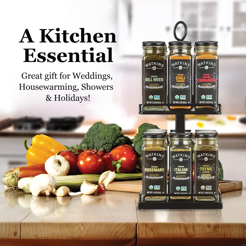 Watkins Countertop Two Tier Rotating Spice Rack, Includes 16 Watkins