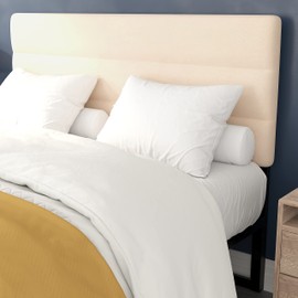 Flash Furniture Paxton Upholstered Headboard - Channel Stitched Cream Fabric Upholstery - Queen - Adjustable Height from 44.5" to 57.25" From Floor