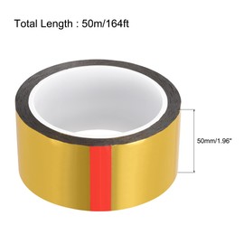 sourcing map Gold Tone Metalized Tape 50mm x 50m/164ft Decor Tape for Graphic Arts,Boat Trim