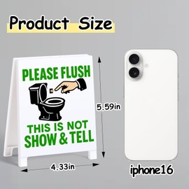 EXUBERIUM Please Flush This Is Not A Show And Tell Bathroom Decor Funny Bathroom Reminder Decoration Humorous Sign for Home Toilet Restroom Gag Fun Gift for Coworkers Friends White Elephant Gift