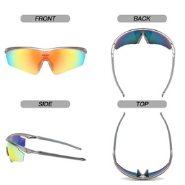 DUCO POLARIZED Sports Sunglasses Cycling Glasses With 5 Interchangeable Lenses (0022 Gunmetal)
