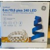 GE StayBright 240-Light 19.6-ft White Integrated LED Christmas Tape Lights