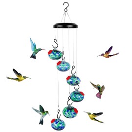 AIXXCUVQ Hanging Wind Chime Humming Bird Feeder for Outside Gardens Plastic Hummingbird Front Porches Decks and Bedrooms, Blue