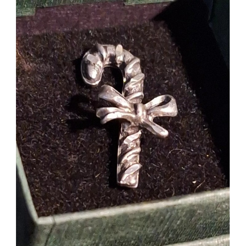 Pewter Presence Diamond Cut Christmas Candy Cane Pin