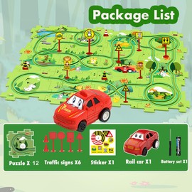 duoleey Car Toy Car Racing Track Toy Car 12 Pieces DIY Puzzle Track for Children's Toy DIY Route Cars Toy Gift Games for Children Toy from 2 3 4 5 6 Years (Country)