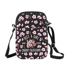 CHOORO Cherry Blossom Flowers Crossbody Bag Just a Girl Who Loves Cherry Blossoms Shoulder Bag Sakura Flower Lover Gift (Cherry Blossom B CA)
