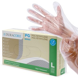 Poly Deli Gloves, Large, Disposable Polyethylene Gloves, Food Handling, 500 Pack, Embossed by Duracore