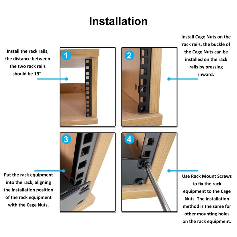 FMUSER 4U Vertical Wall Mount Rack Rails with M6 Rack