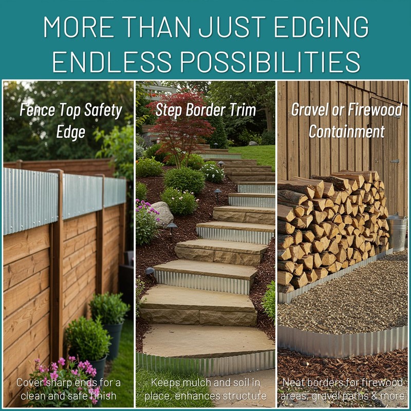 50FT Galvanized Steel Corrugated Metal Landscape Edging – Flexible &
