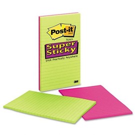 Post-it Super sticky: super sticky notes, 5 x 8, assorted ultra colours, 4 x 45-sheet pads per pack. Sold as 2 packs of - 4 - / - total of 8 each