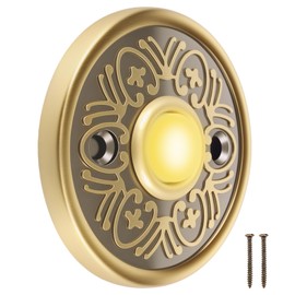 DNAMYJME Metal Doorbell Push Button, Round Metal Doorbell Push Button, Bronze Wired Light Door bell Buttons, Vintage Decorative Door Bell with Screws for Home Front Door