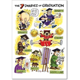 NobleWorks 3807 "Grad Dwarves Funny Graduation Greeting Card (5" x 7")