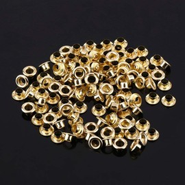 Grommet Eyelet Washers, Grommet Metal Eyelets Washers Kit, 5 mm Grommet Tool Kit with Washers, Rivets Eyelets for Clothing, Leather, Work, Scrap, Booking, Arts and Crafts Gold